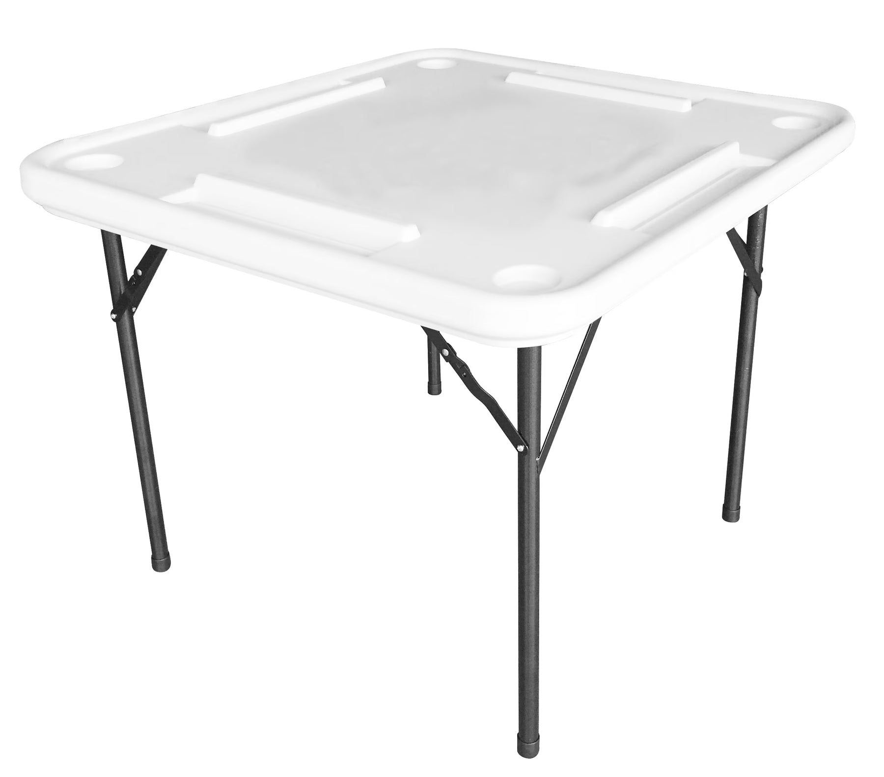 Bene Casa Foldable Domino Table with Built - in Drink Holders, 38" x 38", White
