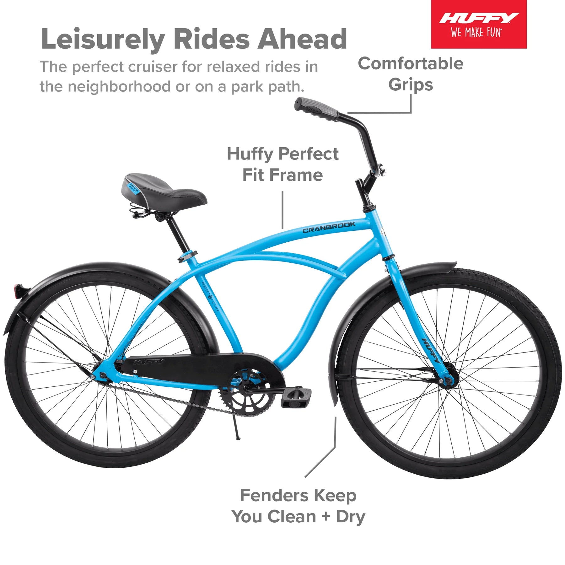 Huffy 26" Cranbrook Men'S Comfort Cruiser Bike, Matte Blue