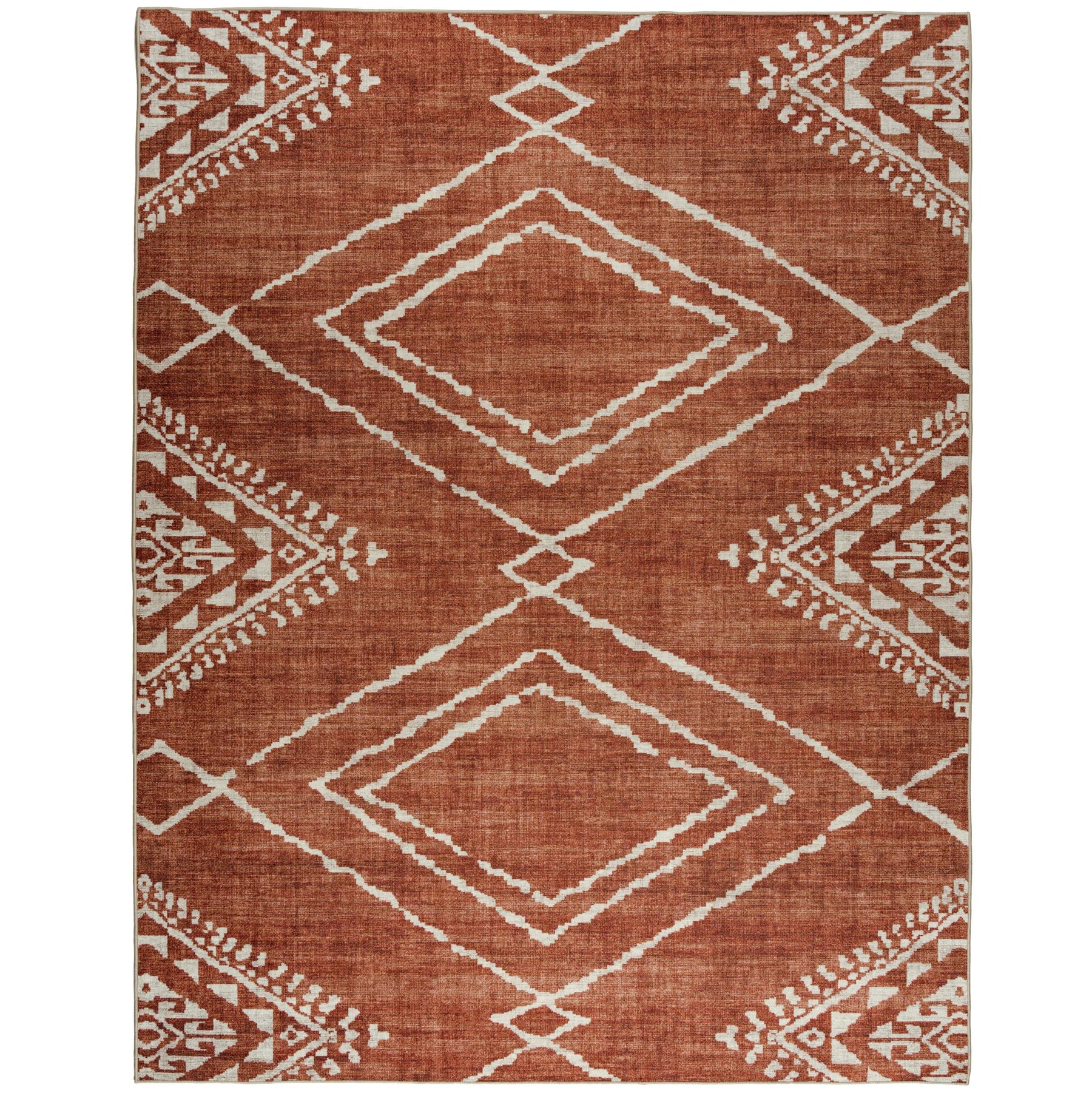 ReaLife Moroccan Area Rug - Machine Washable-Stain Resistant - Recycled fibers - Living Room Dining Room - Kip Orange - 5x7 ft