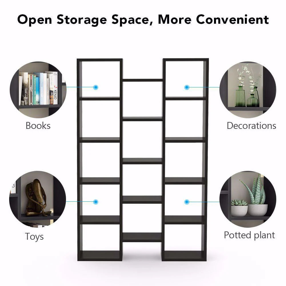 Tribesigns Modern Bookcase, 5 - Shelf Storage Organizer Bookshelf with 14 - Cube Display Book Shelf for Home Office, Living Room and Bedroom