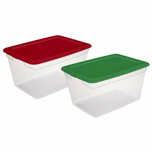 Sterilite 58 Qt. Storage Box Plastic, Christmas Assorted