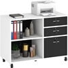 DEXTRUS 3 Drawer Wood Lateral Filing Cabinet with Locks, Printer Stand Storage File Cabinet with Shelves for Home Office, White