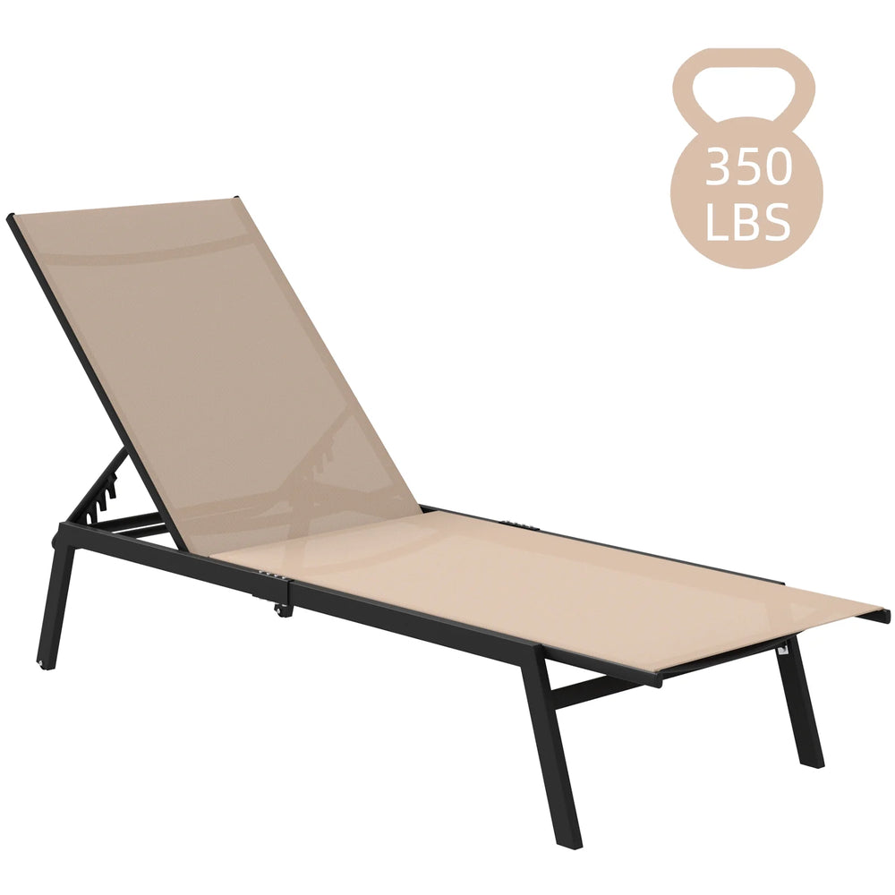 AECOJOY Patio Lounge Chairs, Outdoor Chaise Lounge with Wheels, Beige